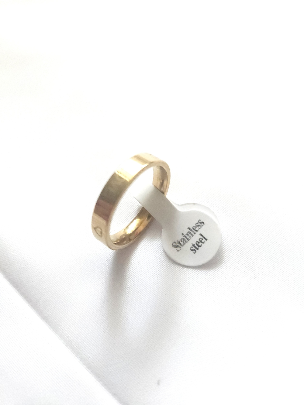 Gold Stainless Steel Love Heart Band Ring